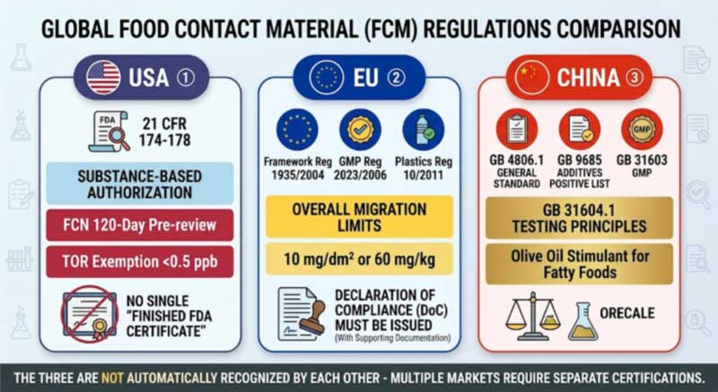 comparison of US 21 CFR, EU 1935/2004 and China GB 4806 food contact material frameworks comparison of US 21 CFR, EU 1935/2004 and China GB 4806 food contact material frameworks